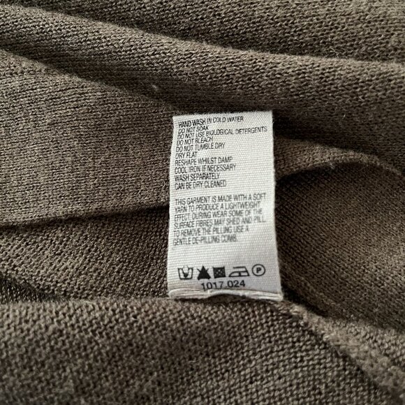 JIGSAW Vintage/Y2K Merino Wool Asymmetrical Draped Cardigan - Khaki Green - Picture 4 of 11